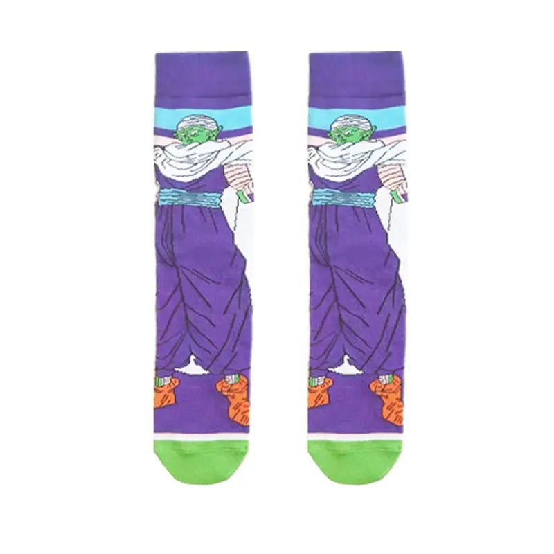 Men’s Dragon Ball Anime Mid Tube Socks - Bandai Cartoon Character Cotton Crew Socks