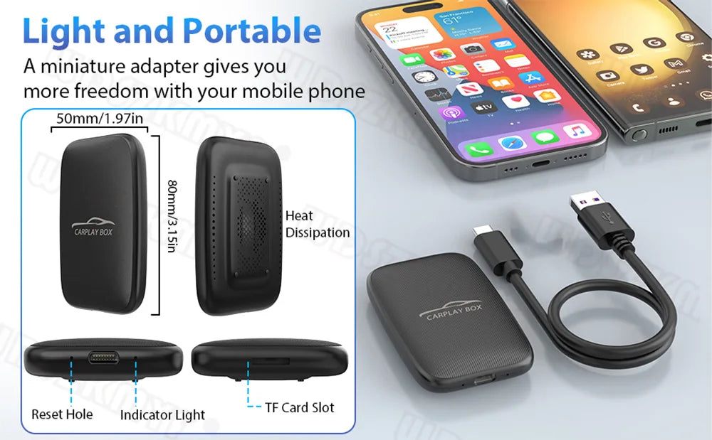 5-in-1 CarPlay AI Box – Wireless Android Auto Adapter and Multimedia Player for YouTube, Netflix, and Auto Connect