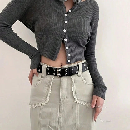 Women's Punk Hollow-Out Belt - Star Decor Fashion Waistband for Fall, Autumn & Halloween