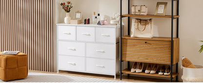 White Wardrobe Closet with 5/7/10 Fabric Drawers – Bedroom Storage Chest Cabinet Furniture