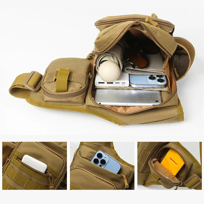 Camping Climbing Bag - Tactical Chest Pouch for Men, Cycling, Hiking, Travel, Outdoor Sports, Molle Crossbody Fanny Pack
