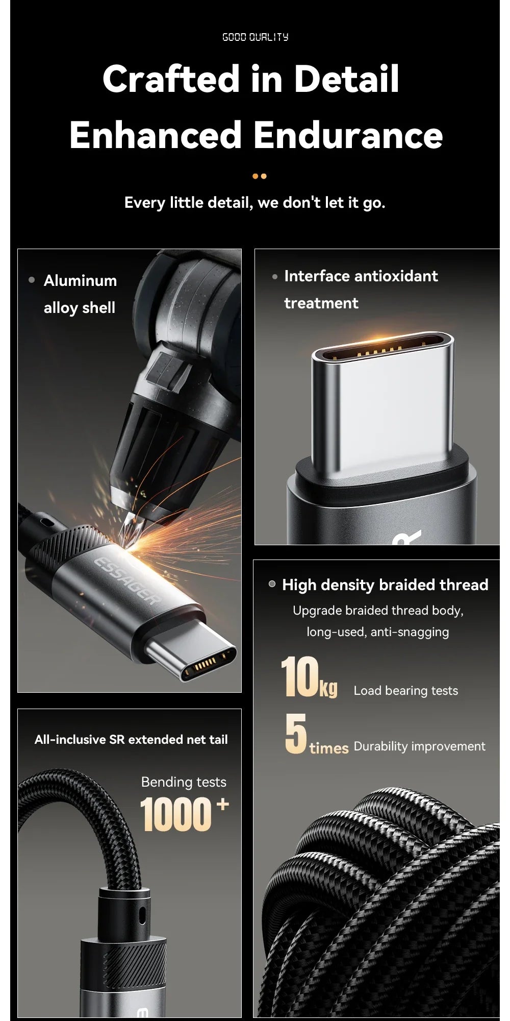 Essager 2-in-1 Audio Adapter – Lightning & USB-C to 3.5mm Jack for iPhone, Xiaomi, OnePlus, OTG Aux Cable