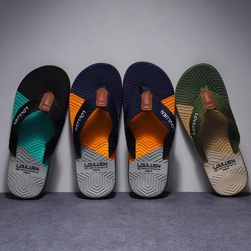 2023 Men’s Flip Flops – Trendy Anti-Skid Casual Beach Slides, Outdoor & Household Sandals