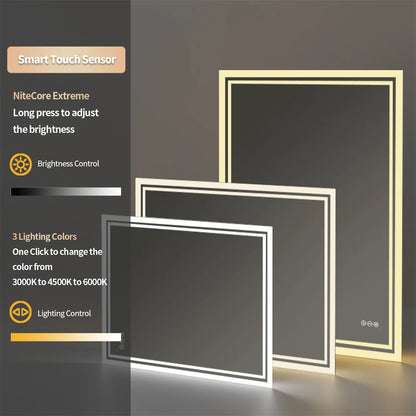 LUVODI 28x36 Inch LED Bathroom Mirror — Backlit Dimmable Wall-Mounted Defog Vanity Mirror