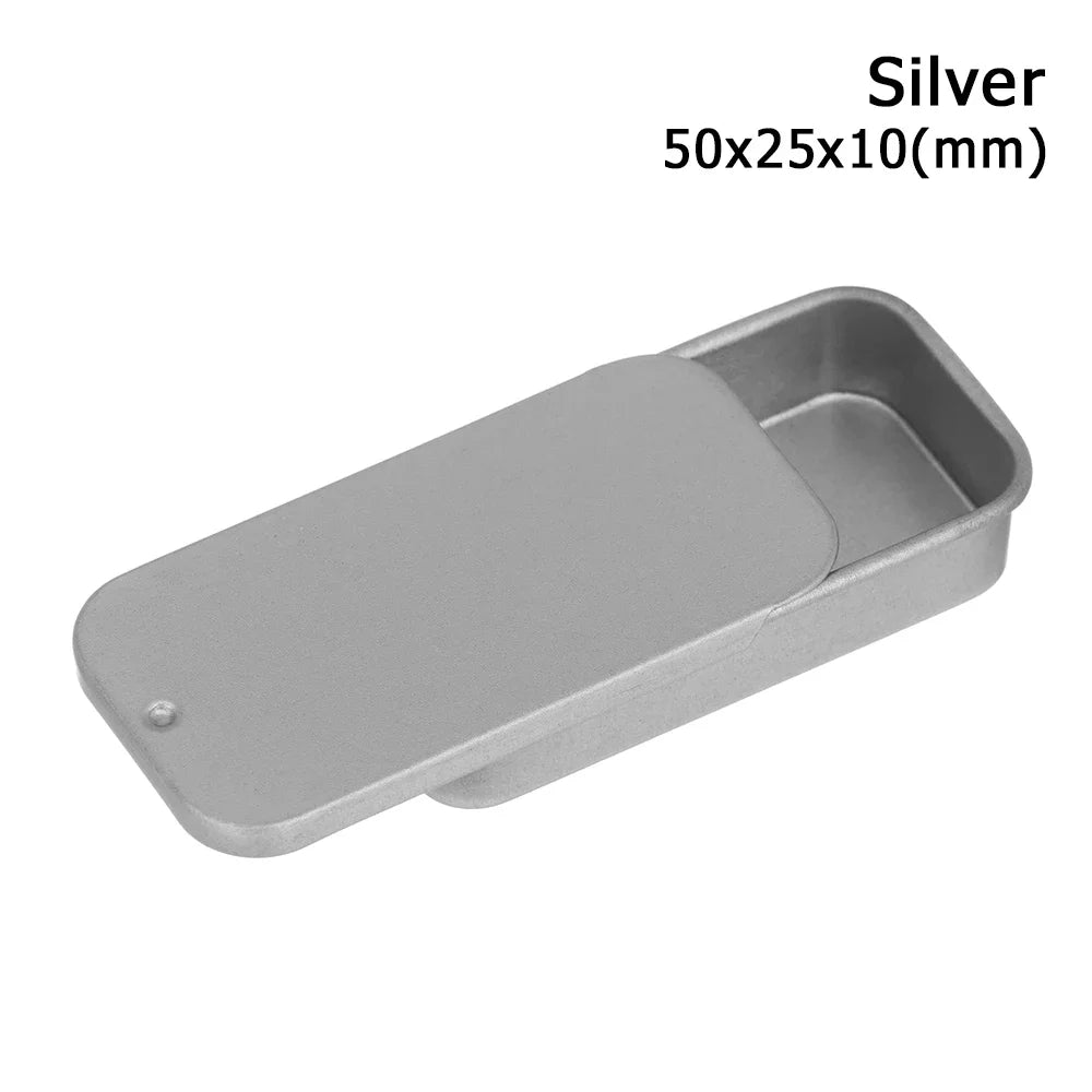 Metal Rectangular Mini Tin Box – Hinged Push-Top Candy, Pill & Small Storage Container