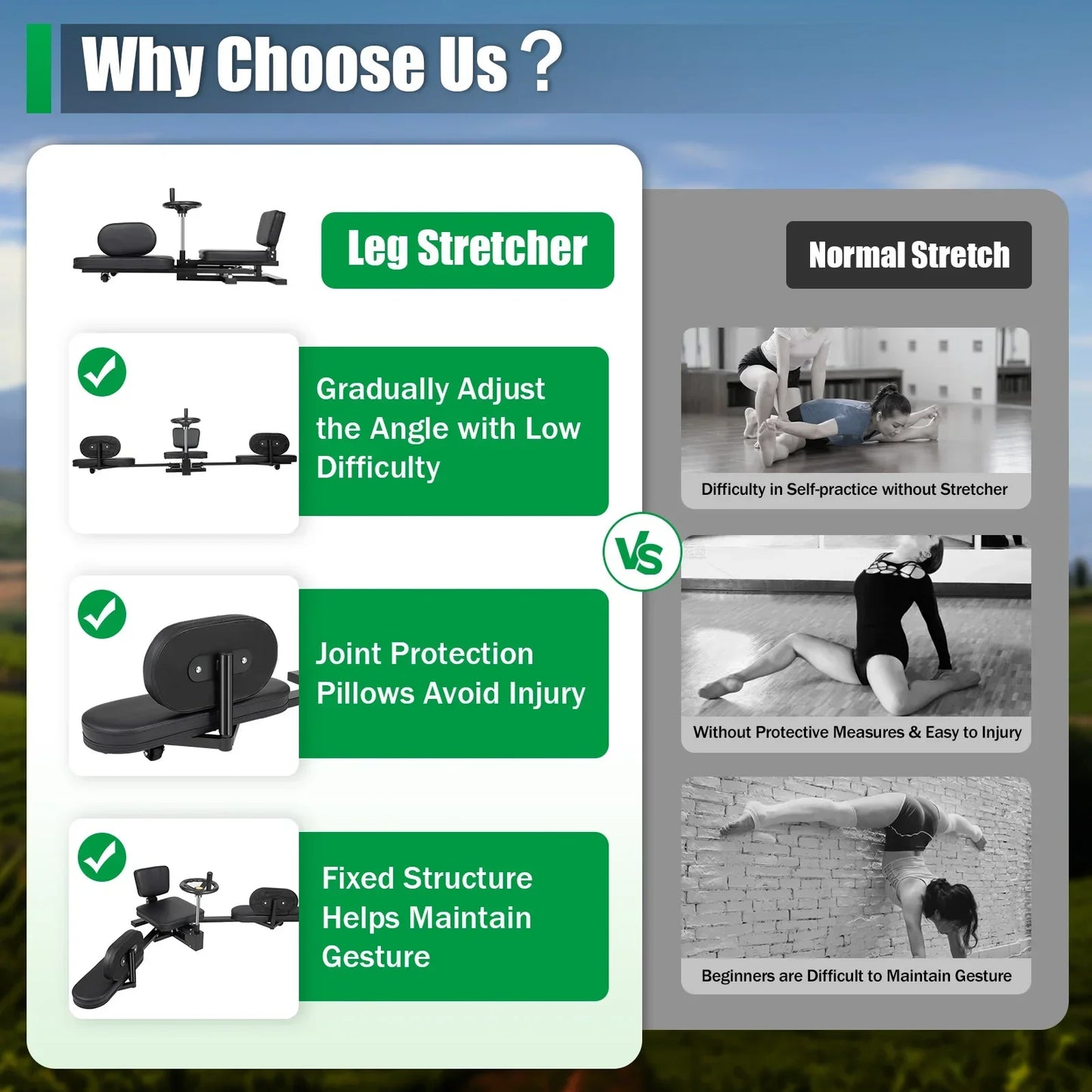 Leg Stretcher 3-Bar Leg Spreader – Heavy Duty Leg Split Machine for Flexibility & Stretching