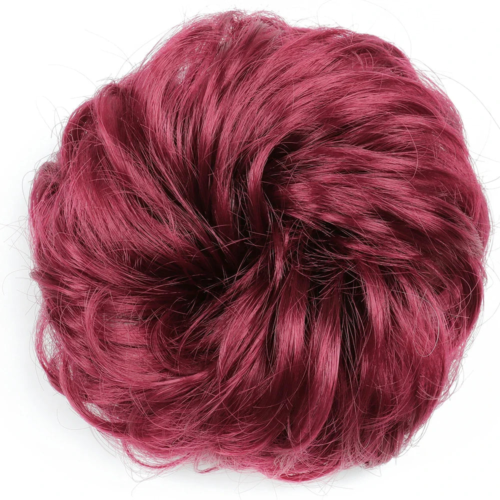 Azqueen Synthetic Messy Bun Chignon – Gray Brown Hair Bun Pad with Elastic Rope & Rubber Band Hair Extensions