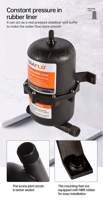 0.75L 1L 125PSI Pre-Pressurized Accumulator Tank – Water Pressure Storage Vessel for Pump Flow Control