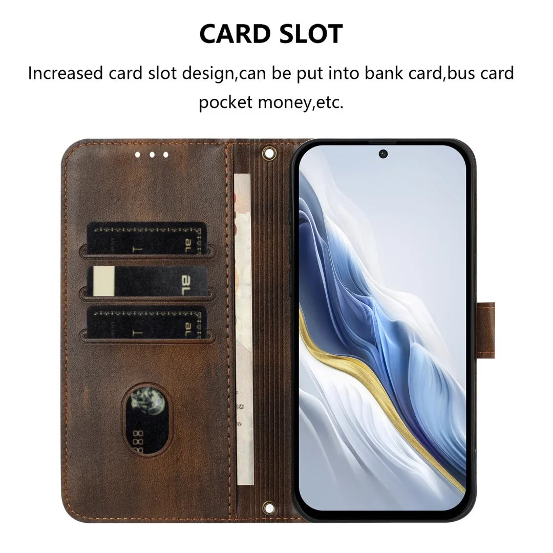 Samsung Galaxy A17 & A07 4G/5G Case - Vintage Leather Flip Wallet Cover with Cash Slots