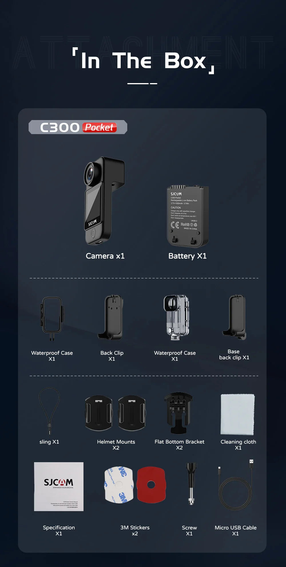 SJCAM C300 4K Action Camera – 30FPS Pocket Sports Cam with 6-Axis GYRO Stabilization, Long Battery, 5G WiFi, and Remote Control