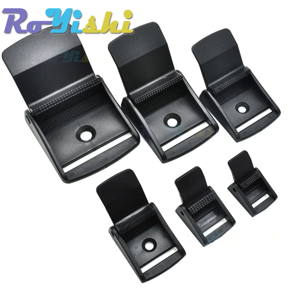 Plastic Cam Buckle Toggle Clips – Black Adjustable Backpack Strap Webbing Buckles (5/8”–2” Sizes)