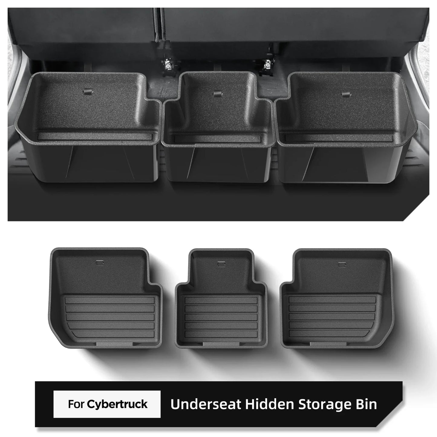 Tesla Cybertruck 2024–2025 Under Seat Storage Box Set – Rear Seat Lower Organizer Case, Car Interior Hidden Storage Accessories