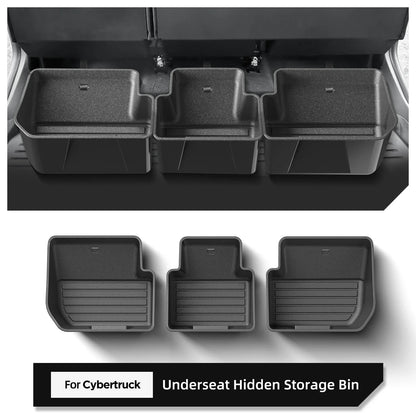 Tesla Cybertruck 2024–2025 Under Seat Storage Box Set – Rear Seat Lower Organizer Case, Car Interior Hidden Storage Accessories