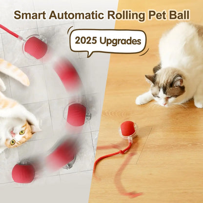 Cat Interactive Ball Toy – Automatic Rolling Ball with Tail, Rechargeable Smart Pet Toy, Intelligent Mouse for Cats