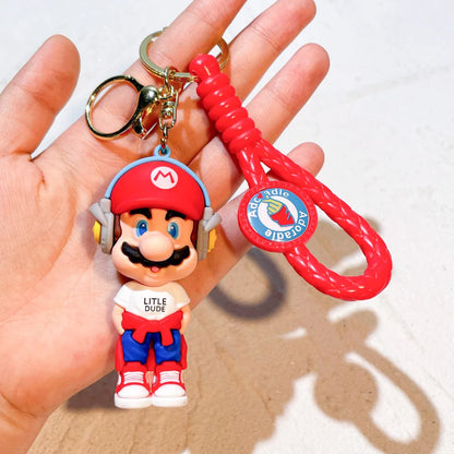 Super Mario Bros Keychain – 27 Cute Cartoon Character Action Figure Toy Doll Gift for Kids
