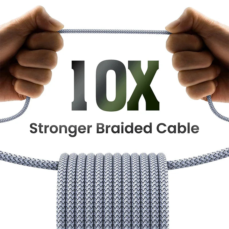 Original Lightning Cable USB – Fast Charging Wire for iPhone 14-6S Plus, X, XR, XS, 13, 12, 11 Pro Max, SE, Nylon Braided Charger Cord