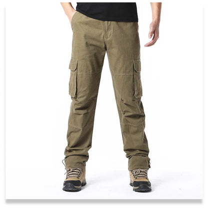 Men's Large Pocket Loose Overalls — Outdoor Sports & Tactical Jogging Pants with Elastic Waist, Pure Cotton Casual Workwear