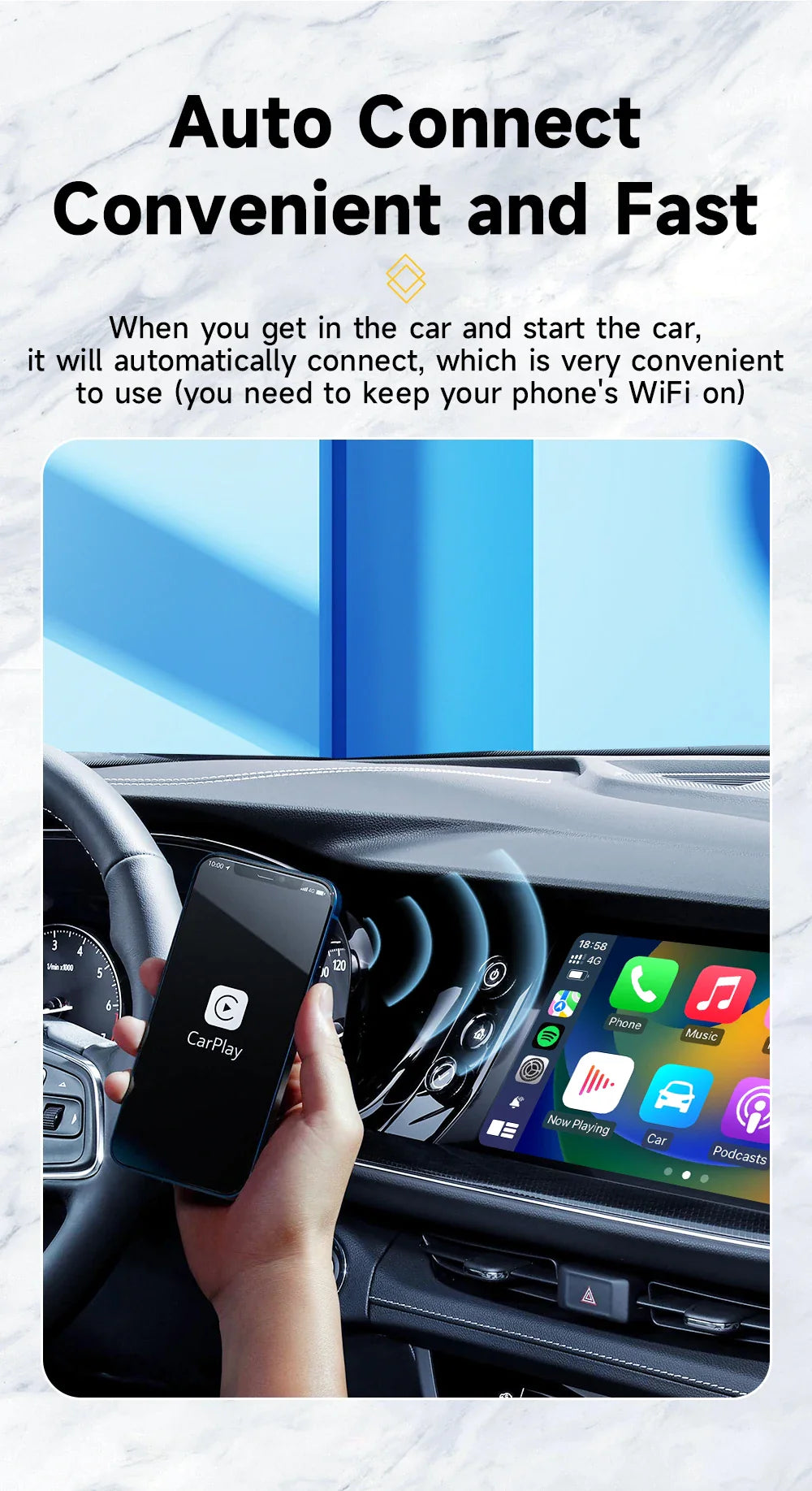 2025 HEYINCAR 2-in-1 Wireless Android Auto & CarPlay Adapter – Plug and Play for Kia, Volvo, Audi, MG, VW, Hyundai, Jeep