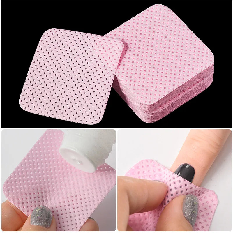 300PCS Lint-Free Nail Wipes – Cotton Pads for Manicure, Nail Cleaning & Salon Use