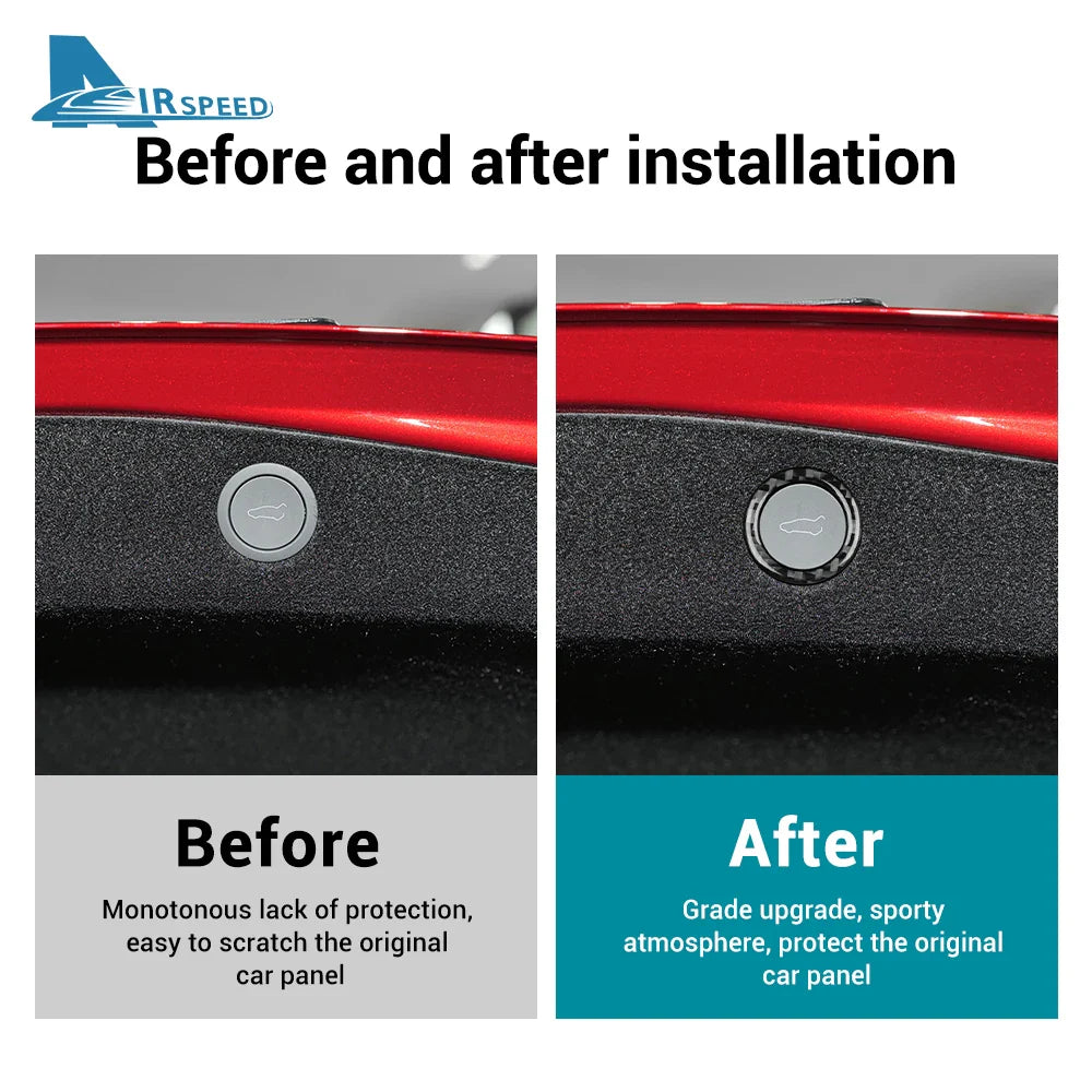Soft Carbon Fiber Sticker — Interior Trim for Tesla Model 3 Highland 2024 & Model Y 2025, Car Trunk Switch Button Accessory
