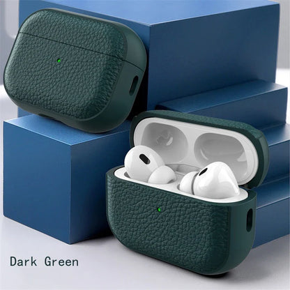 Leather Texture Case for Apple AirPods 1–4 & Pro — Protective Wireless Earphone Cover Anti-Lost