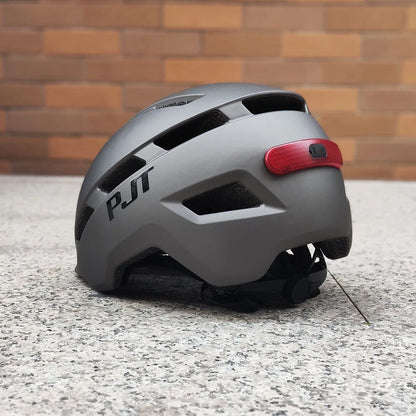 PJT New Cycling Helmet - In-Mold Mountain & Road Bike Helmet with USB Rechargeable Tail Light, Sports Safety MTB Helmet