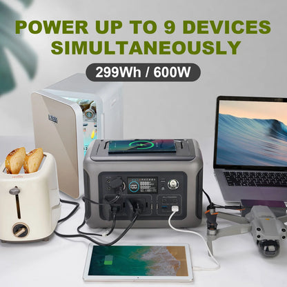 ALLPOWERS R600 Solar Generator - 600W, 299Wh LiFePO4 Portable Power Station with Optional Solar Panel and Solar Charger for Camping