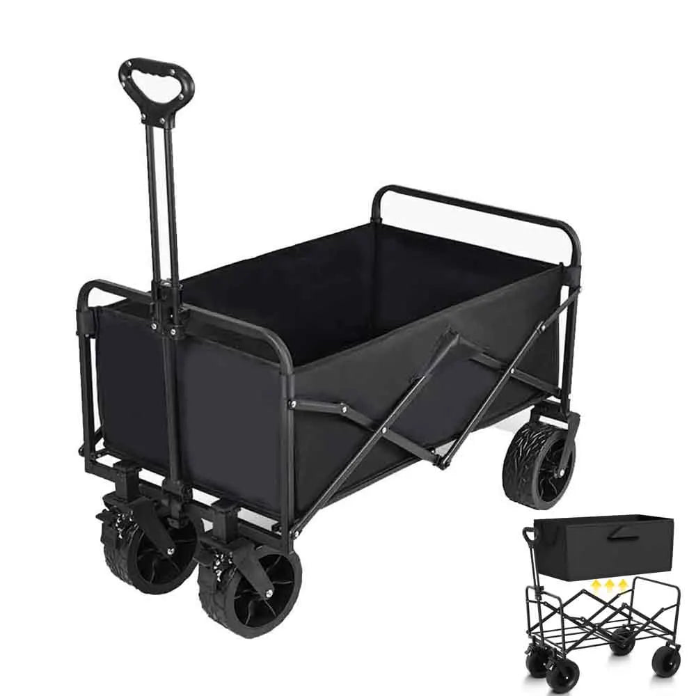 Heavy Duty Large Capacity Folding Wagon – Collapsible Shopping, Beach & Garden Trolley, Portable Outdoor Camping Cart