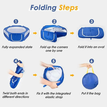 Portable Small Animal Playpen - Foldable Pet Cage with Transparent Mesh for Cats & Chickens