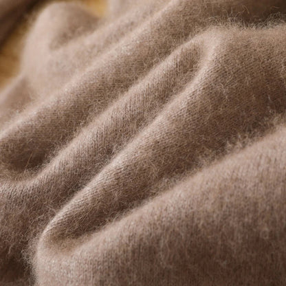 Men’s 100% Pure Mink Cashmere Sweater – V-Neck Knit Pullover, Long Sleeve Winter Jumper, Large Size High-End Top