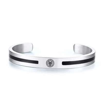Men's Enamel Bangle - Viking Logo Cuff Bracelet, Stainless Steel Minimalist Bangle for Gentlemen