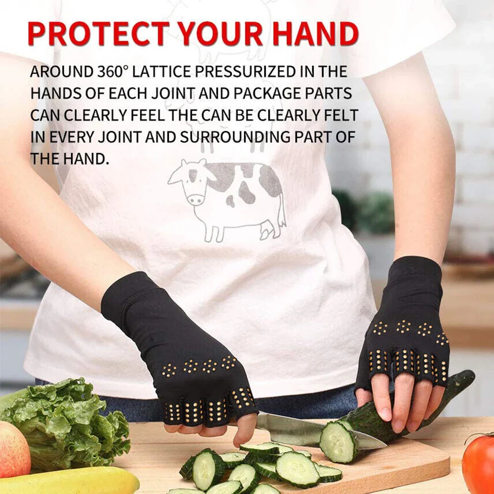 Magnetic Fingerless Arthritis Therapy Gloves – Pain Relief for Men & Women with Joint & Rheumatoid Hand Pain
