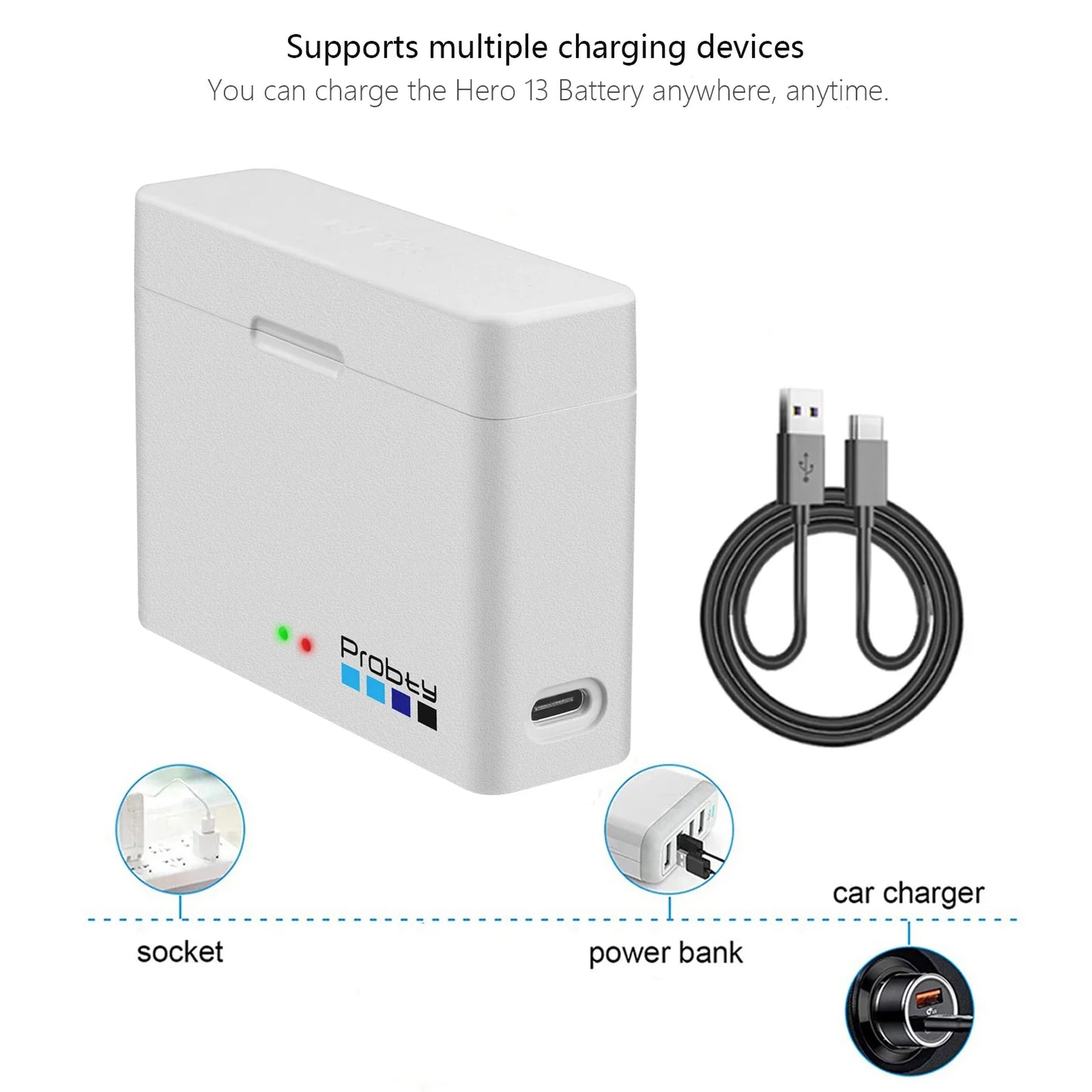 Enduro Battery Charger with Type-C Cable for GoPro HERO13 & GoPro 13 Black