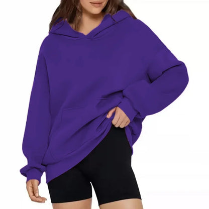 Oversized Hoodie Sweatshirt — Unisex Loose Fit, Drop Shoulder, Cuffed Sleeve Winter Casual Sportswear