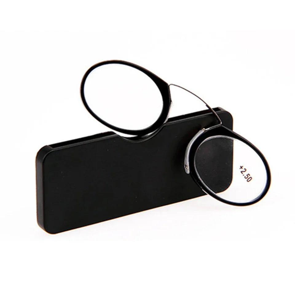 NONOR Magnifying Nose Clip Reading Glasses - Ultralight TR90 No Arm Portable Eyewear with Case +1.0 to +3.0 Lens