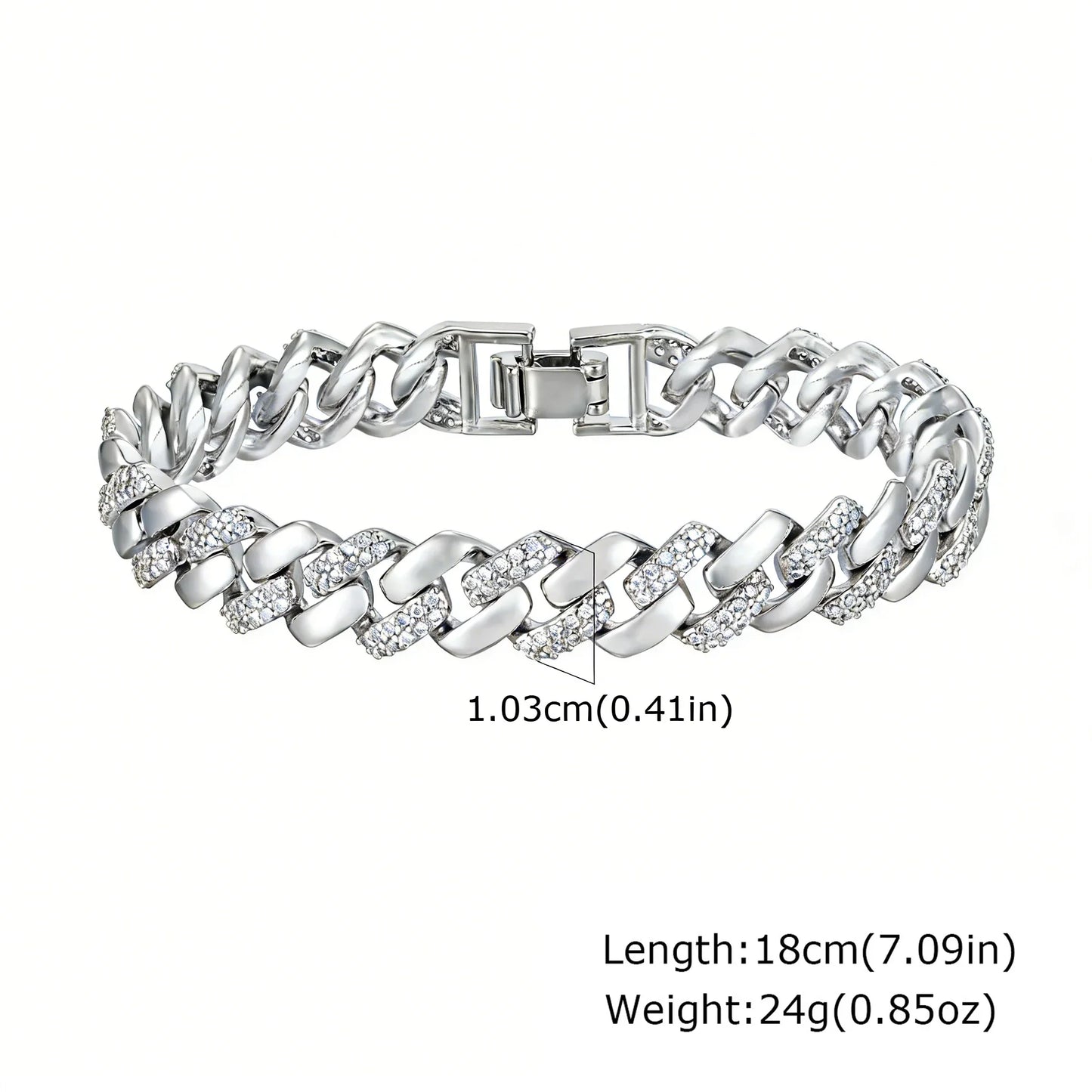 14K Gold Plated Paperclip Chain Bracelet with Cubic Zirconia Chunky Adjustable Link Jewelry for Women
