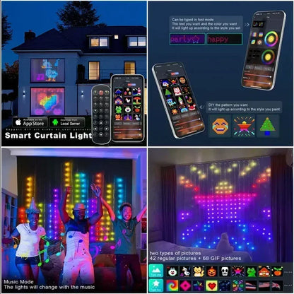 400-LED Smart Curtain Lights RGB Bluetooth App Fairy String Lights for Bedroom & Window Decoration