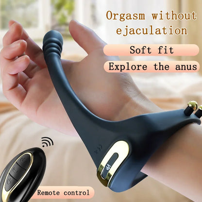 Adjustable Vibrating Penis Ring – Delayed Ejaculation, Enlargement, Prostate & Anal Massage Adult Male Sex Toy