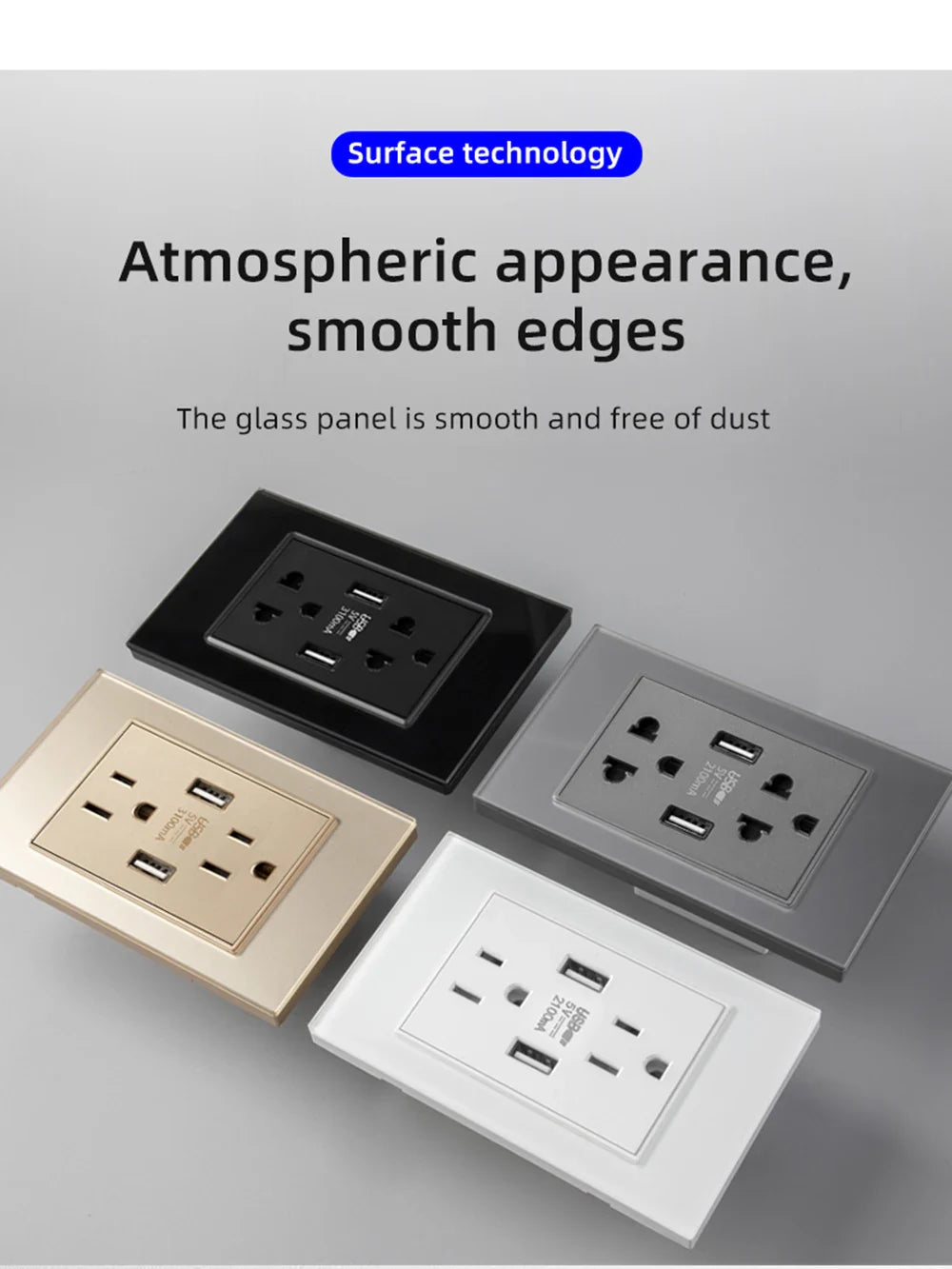 Herepow 118 Series Dual USB Wall Socket - Thailand & American Standard Smart Plug Adapter with Type-C 3.1A Fast Charging