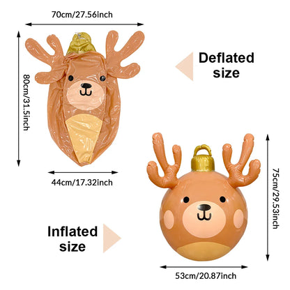 Inflatable Antler Christmas Ball – Giant PVC Ornament for Xmas Tree Decoration and Holiday Gifts