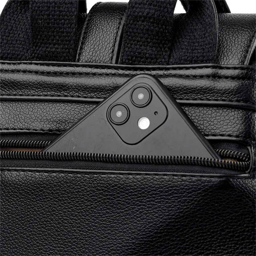 Luxury Leather Backpack for Women - Vintage Black Daypack, Casual School Bag for Girls, Mochila Rucksack Style