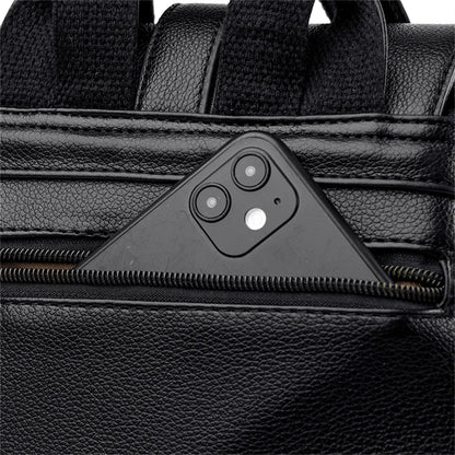 Luxury Leather Backpack for Women - Vintage Black Daypack, Casual School Bag for Girls, Mochila Rucksack Style