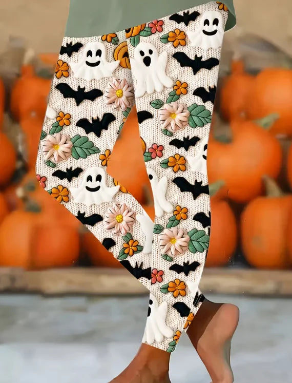 Women's Halloween Skeleton 3D Print Leggings - Stretchy Workout Yoga Pants, Slim Fit Fashion Tights