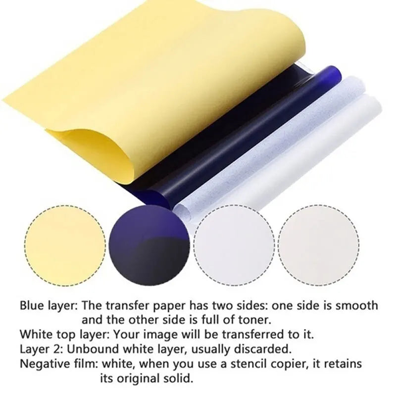 5/10PCS A4 Tattoo Transfer Paper: Carbon Thermal Transfer Tattoo Stencil Copy Tracing Paper - Tattoo Supplies Accessory