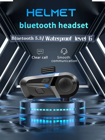 Bluetooth 5.3 Wireless Motorcycle Helmet Headset - Waterproof Earphone with Hands-Free Call & Music Player for Moto Helmet