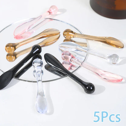 5PCS Transparent Eye Cream Applicator & Massage Roller – Plastic Facial Mask & Skin Care Spatulas