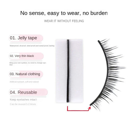 40pcs Reusable Self-Adhesive Eyelash Strips — Glue-Free Hypoallergenic False Eyelash Extension Tape for Makeup
