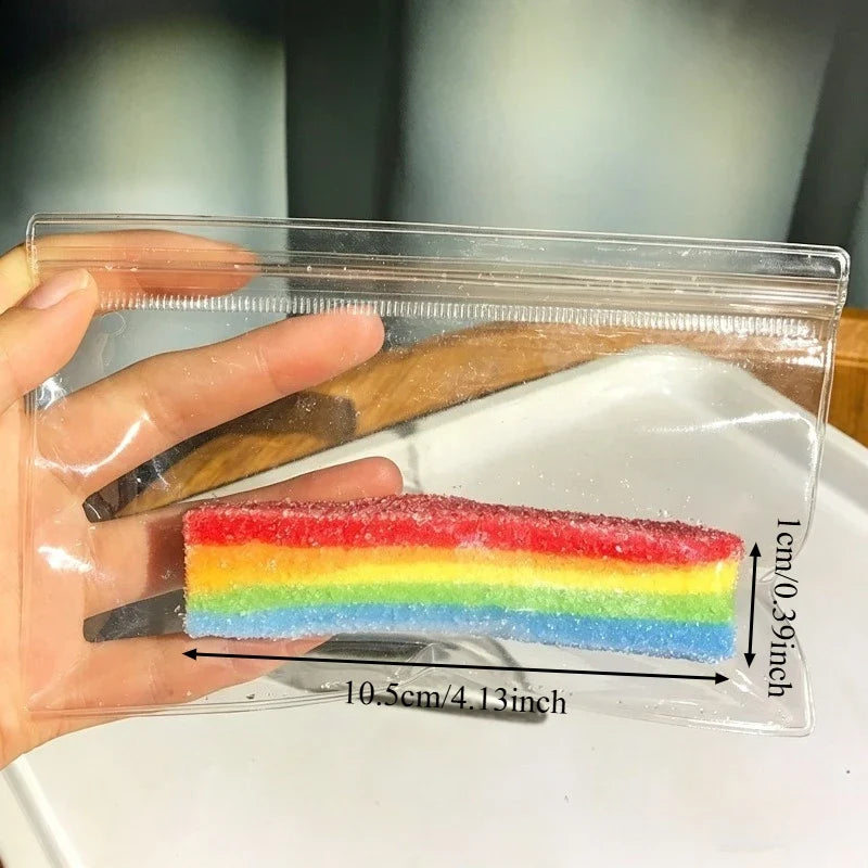 Squishy Rainbow Strip Stress Ball - Soft Stretchable Rainbow Fidget Toy for Stress Relief
