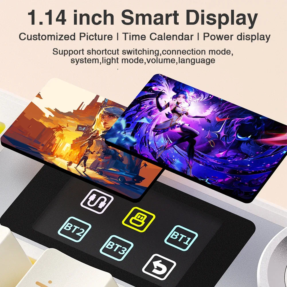 AULA F108 Pro Full-Size Gaming Keyboard – Wireless Bluetooth, Hot-Swappable Gasket Mount, Macro Keys, TFT Smart Display