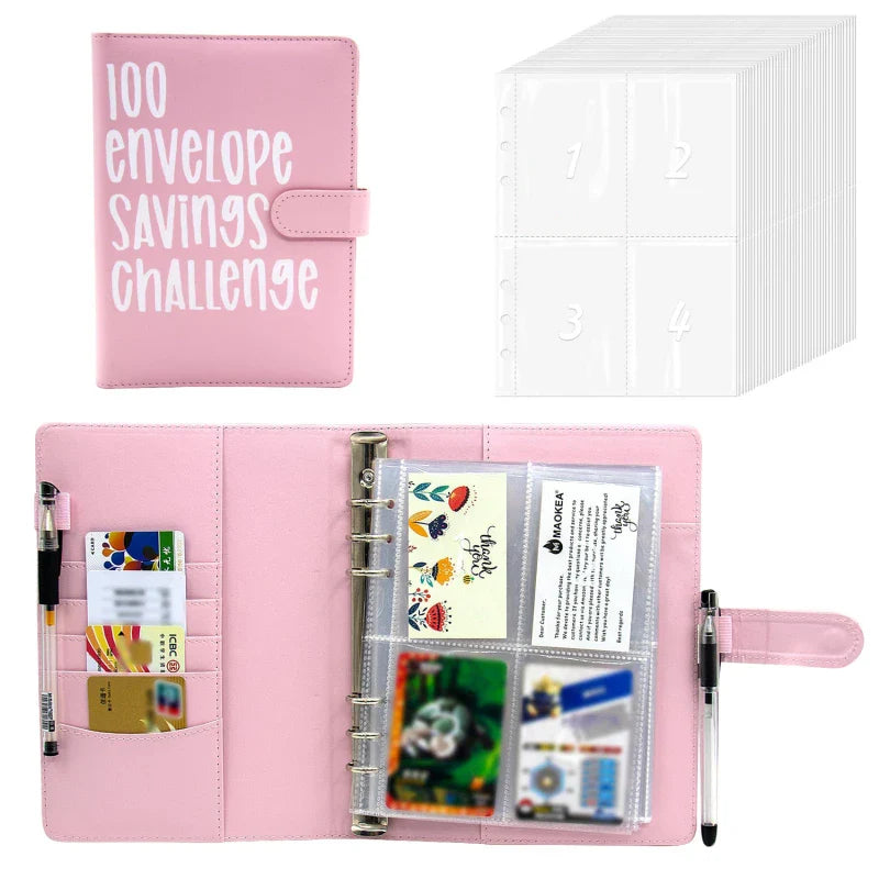 100 Day Couple's Challenge Journal – PU Leather Loose-Leaf Savings Book with Magnetic Buckle, Save & Make Money Notebook